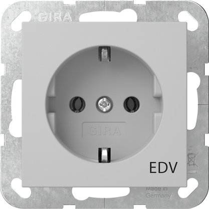 Gira SCHUKO socket outlet 16 A 250 V~ with imprint “EDV" grey matt (laquered) System 55 — 4458015