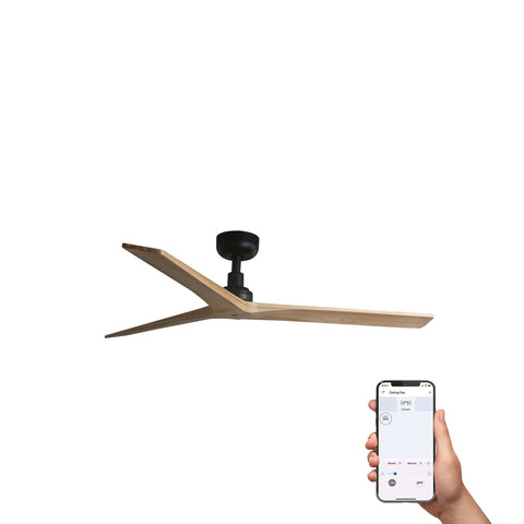 Faro Barcelona KLIM M Ceiling fan black/pine TUYA — manufacturer representative image