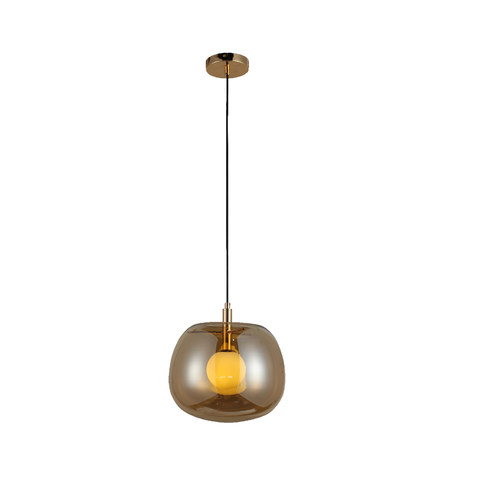 ACA Lighting AMBER-PENDANT LAMP ROSE GOLD METAL + GLASS 1ΧE27 60W IP20 — manufacturer representative image
