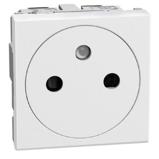 BTicino French standard socket 2 P+E 16 A 250 V - flat - 2 module - white — YW4142AF