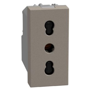 BTicino Italian standard P17/11 socket 2P+E 16 A 250 V - 1 module - stone — YG4180
