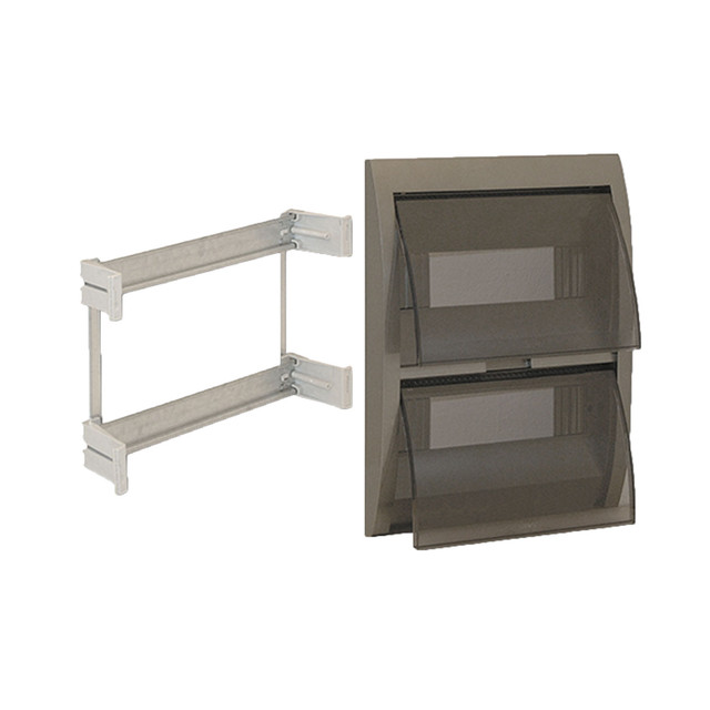 AVE Metallic grey cover with tinted flap for BL08P box – 24 modules — 53T24G