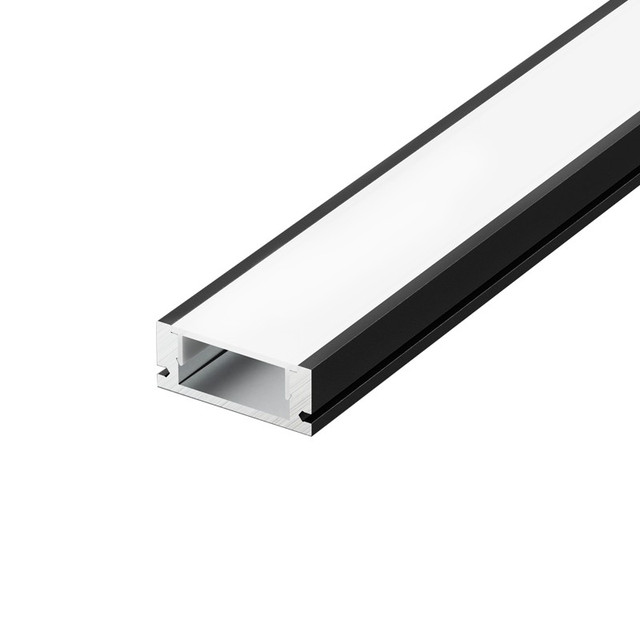 ACA Lighting MINI SAND BLACK PROFILE P109B WITH OPAL PC DIFFUSER 2m/pc