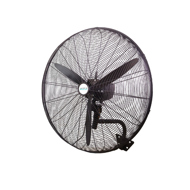 ACA Lighting INDUSTRIAL WALL FAN, REMOTE CONTROL, ALUMINUM, BLACK WITH 2 BLACK BLADES, DIAM65, AC 160W — FANWPFLB20R