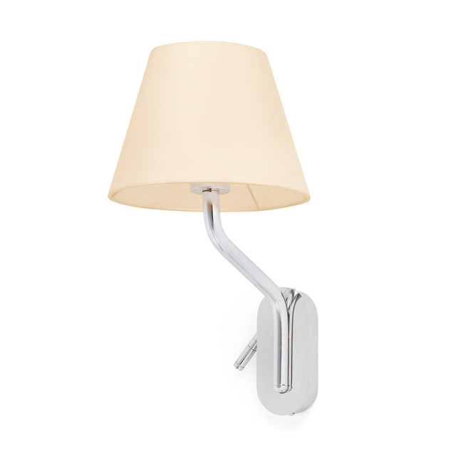 Faro Barcelona ETERNA Right chrome/beige wall lamp with reading light — 24006-11