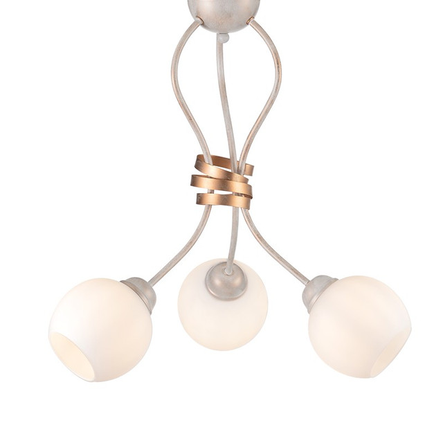 ACA Lighting CEILING 3XE27 METAL PATINΑ WHITE GOLD+OPAL GLASS Φ48,5ΧΗ53CM FOYER — DL11693C