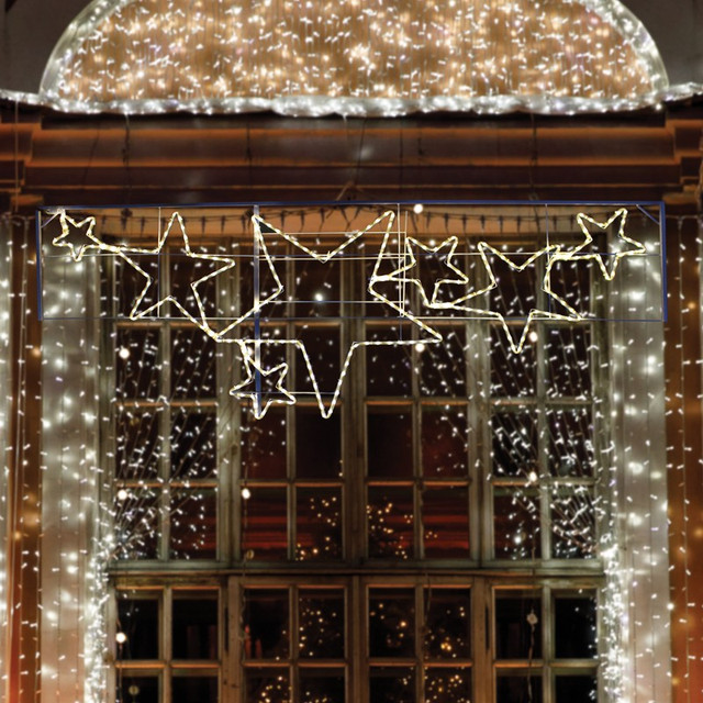 ACA Lighting "STARS ", 264 LED MOTIF 11m 2-WIRE ROPE LIGHT, WW STEADY, IP44, 87X237CM, 1.5m LEAD CABLE — X082641215