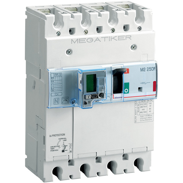 BTicino M2 250F - thermal-magnetic Mccb with residual current protection 3P+N/2 - Icu= 36kA - In= 100A — T724F100D
