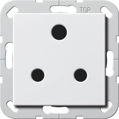 Gira British Standard socket outlet (BS 546) Round Pin 15 A 250 V~ with shutter pure white glossy System 55 — 277403
