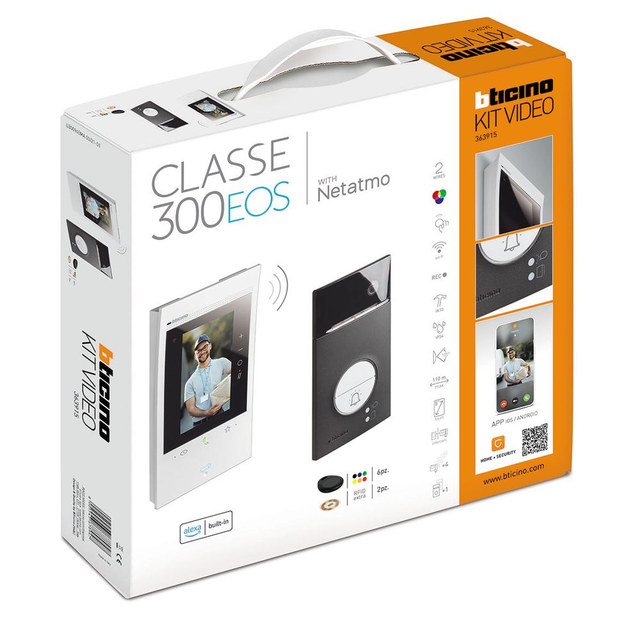 BTicino Hands-free connected video kit with Linea 3000 Black and Classe 300EOS — 363915 — manufacturer product image