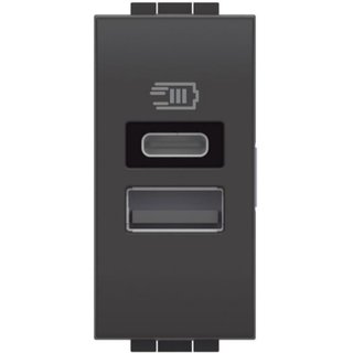 BTicino 7 Vdc type A and C USB charger for 1 device up to 3A or 2 devices up to 1.5A — L4191AC