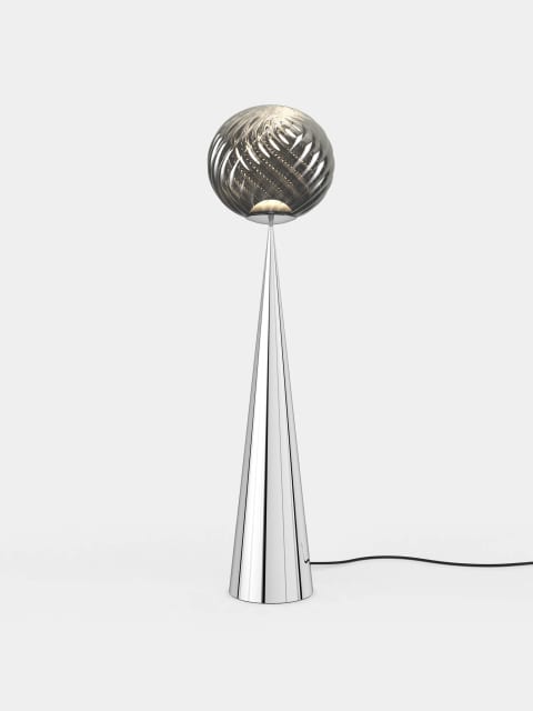 Tom Dixon Whirl Fat Cone Floor Light | Silver Polished Polycarbonate — WHS02CH-FUN05M2