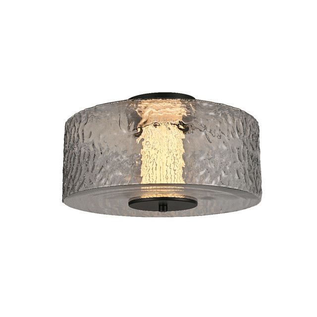 ACA Lighting LIORO-CEILING LAMP BLACK METAL + GLASS LED SMD 12W 2700K-3000K-4000K 960LM IP20 D360xH180 — HMX24153A