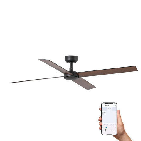 Faro Barcelona RUDDER L 4 Black/walnut fan TUYA — manufacturer representative image