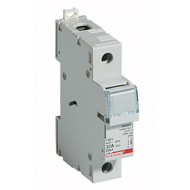 BTicino Fuse carrier 1P - 32A - 500V - fuses type F (10.3x38 mm) - 1 module — F321