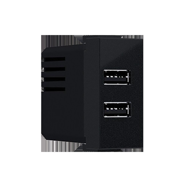 ACA Lighting MODYS USB CHARGER MATT BLACK 1 M. 2xUSB 5VDC 2x1.2A IP20 — 10101412355