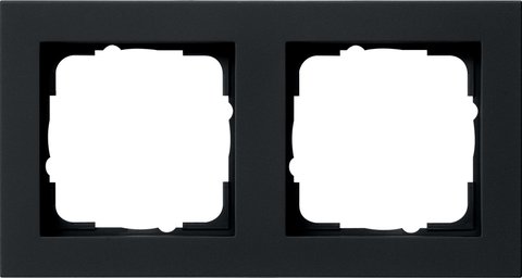 Gira E2 cover frame black matt (lacquered) — 2-gang — 621209
