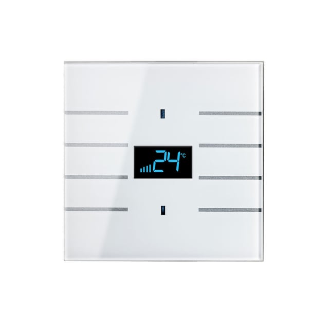 Blumotix Glass Line cover — KNX Glass Thermostat, square, white — BX-F-QKWGT-Silver
