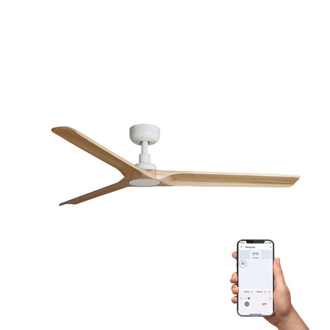Faro Barcelona HEYWOOD L Ceiling fan white/pine TUYA — manufacturer representative image