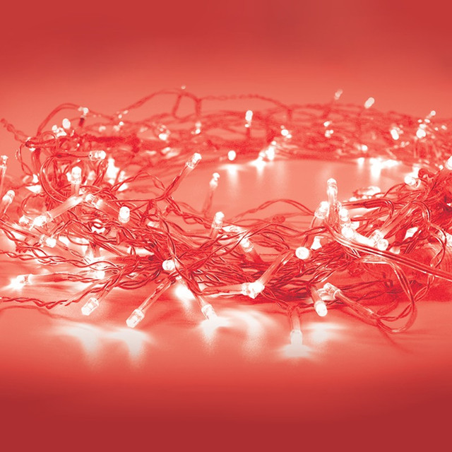 ACA Lighting 20LED STRING LIGHTS BATTERY (2xAA), RED STEADY,IP20, 190+30cm, TRAN/RENT LEAD CABLE — X0620412 — manufacturer representative image