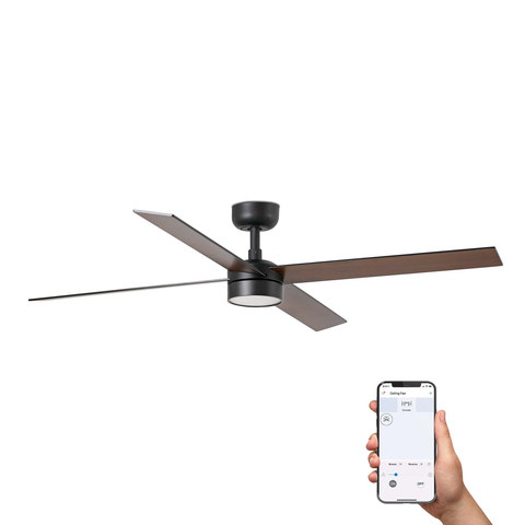Faro Barcelona RUDDER 4 L Black/walnut fan 20W SWT TUYA — manufacturer representative image