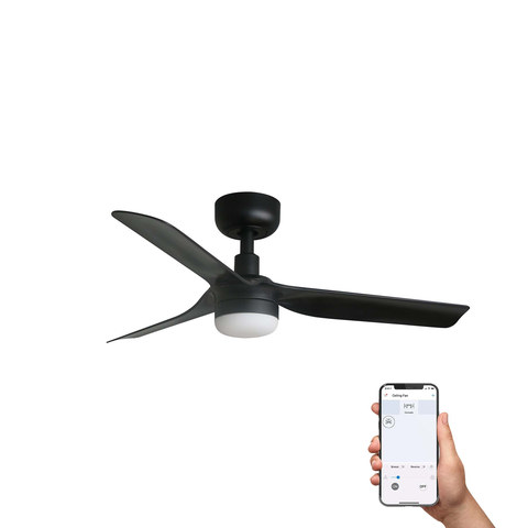 Faro Barcelona MINI PUNT S LED Ceiling fan black/walnut TUYA — manufacturer representative image