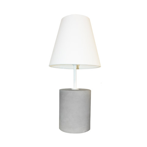 ACA Lighting NETTO TABLE LIGHTING 1ΧΕ14 CEMENT+WHITE METAL+ SHADE Φ21ΧΗ44CM — manufacturer representative image