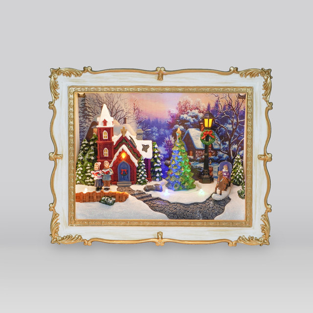 ACA Lighting LED XMAS PHOTO FRAME WITH MUSIC &MOVEMENT RGB 3 AA BATTERIES(NOT INCLUDED) 4,5V 3,6W USB INCLUDED 245*105*200mm — XCVFRAME