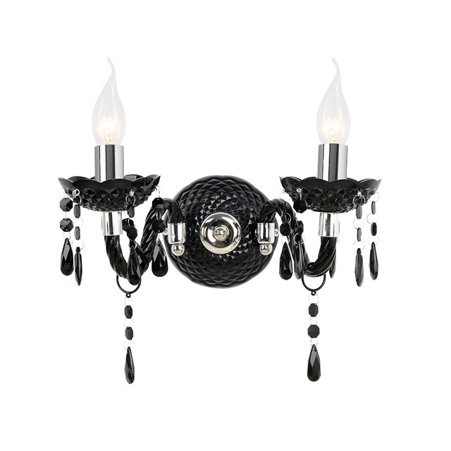 ACA Lighting NETTO WALL MOUNTED 2XE14 ACRYLIC BLACK+CHROME METAL 32X25CM PEGASUS — SF63992WB