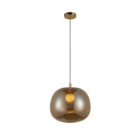 ACA Lighting AMBER-PENDANT LAMP ROSE GOLD METAL + GLASS 1Χ27 60W IP20 — manufacturer representative image