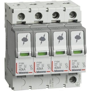 BTicino SPD - 4P - Type T2 - Imax=40kA - Up=1.7kV - Uc=320Vac - 4 modules — F10HB4