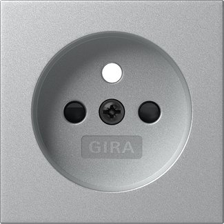 Gira Cover for socket outlet with earth pin 16 A 250 V~ and increased contact protection (Safety Plus) colour aluminium System 55 — 494526