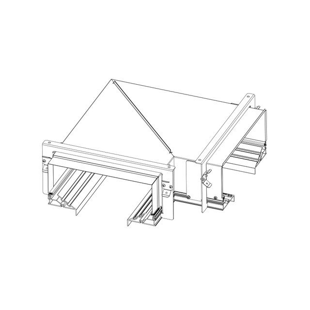 Artemide Vector Channel T-shaped junction connector for modular lighting track system, shown in technical isometric line drawing