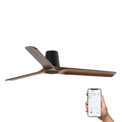 Faro Barcelona HEYWOOD TUB L Ceiling fan black/walnut TUYA — manufacturer representative image