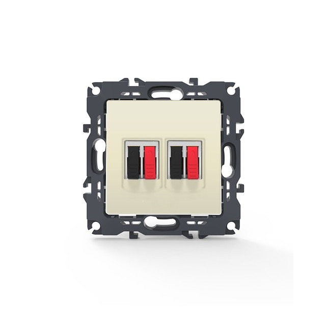ACA Lighting PRIME DOUBLE AUDIO SOCKET SCREWLESS 36-230VAC IP20 IVORY — 1000113602