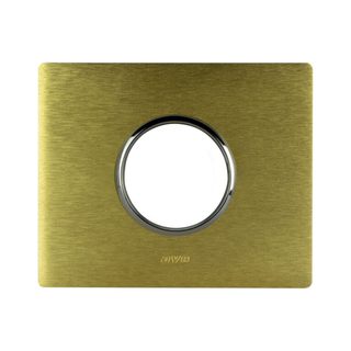 AVE NEW STYLE S44 ALUMINUM PLATE, GOLD COLOR – 1 SCHUKO SOCKET – 3 MOD. — 44PAQ90ORO