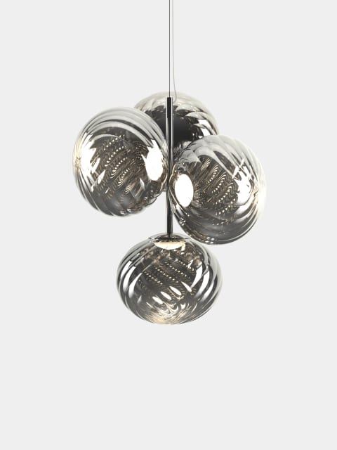 Tom Dixon Whirl Mini Chandelier | Silver Polished Polycarbonate — WHC04CH-CEUM4