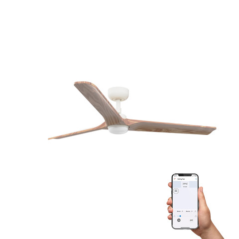 Faro Barcelona HEYWOOD L LED Ceiling fan white/pine 10W SWT TUYA — manufacturer representative image