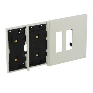 BTicino Electrified frame with double socket Italian escutcheon for 4-module box. White. — KW8104M02