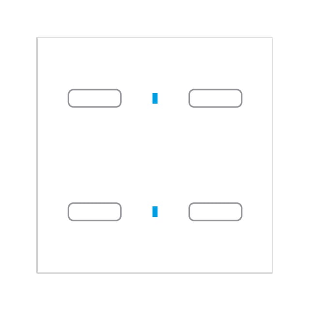 Blumotix Glass Button cover — 4 buttons, square, white — BX-F-QW4N