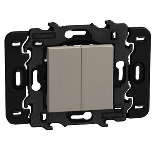 BTicino Double wireless Light switch. No battery - 2 modules - stone — YG4003CWDG