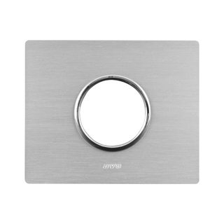 AVE NEW STYLE S44 ALUMINUM PLATE, NATURAL ALLUMINUM – 1 SCHUKO SOCKET – 3 MOD. — 44PAQ90ALS