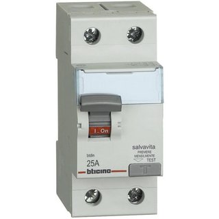 BTicino Earth leakage circuit breaker 2P - type AC - In= 40A - Idn= 500mA - Vn= 230/400Vac - 2 modules — G725AC40