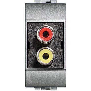 BTicino Double RCA connector – red and yellow collars – terminations to be welded — NT4269R