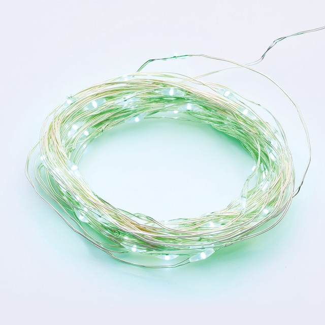 ACA Lighting 100 LED STRING LIGHTS GREEN SILVER COPPER WIRE ADAPTOR(3VDC) & 8 FUNCTIONS IP44 10m+3m 1.8W — X01100512