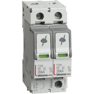 BTicino SPD - 2P - Type T2 - Imax=20kA - Up=1.2kV - Uc=320Vac - 2 modules — F10AB2