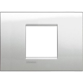 BTicino Square cover plate 2 modules centred - silver moon — LNA4819GL