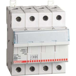 BTicino Fuse carrier 3P+N - 20A - 400V - fuses type T (8.5x31.5 mm) - 4 modules — F313N