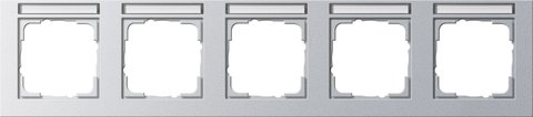 Gira E2 cover frame with inscription space colour aluminium colour aluminium (lacquered) — 109525