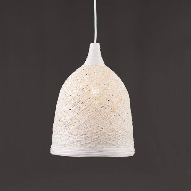 ACA Lighting PENDANT 1ΧE27 WHITE CANE Φ27,5Χ115CM PETRA — SU05PWH
